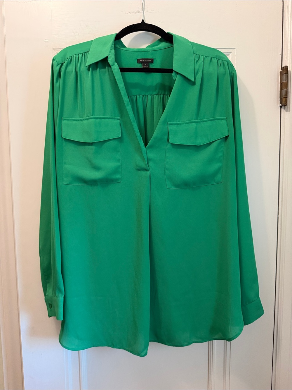 Ann Taylor Bright Green Collared Utility Tunic
